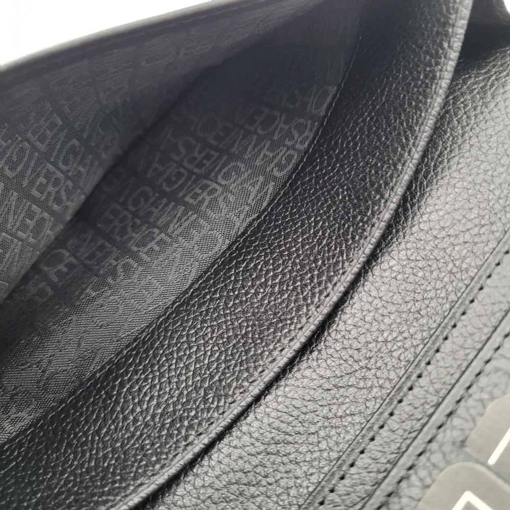 Gianni Versace Black Pebbled Leather Long Bifold Wallet Medusa Logo Italy